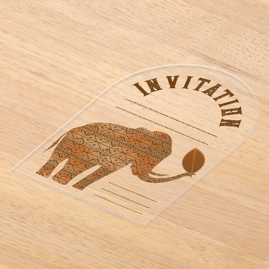 Invitations En Acrylique Design d'art tribal des éléphants (Poser)