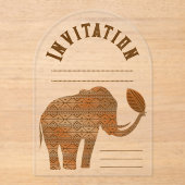 Invitations En Acrylique Design d'art tribal des éléphants (Recto)