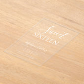 Invitations En Acrylique Design élégant moderne Script Sweet 16 (Poser)