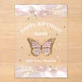 Invitations En Acrylique design papillon Joyeux anniversaire (Recto)