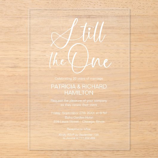 Invitations En Acrylique Design Toujours Le Renouveau Vow Un Mariage (Recto)