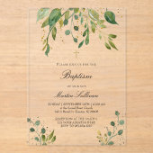 Invitations En Acrylique design verdoyant | Baptême (Recto)