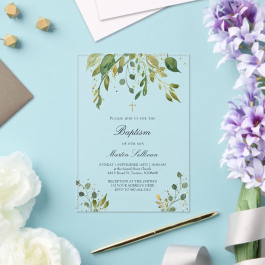 Invitations En Acrylique design verdoyant | Baptême (Insitu (Mariage))