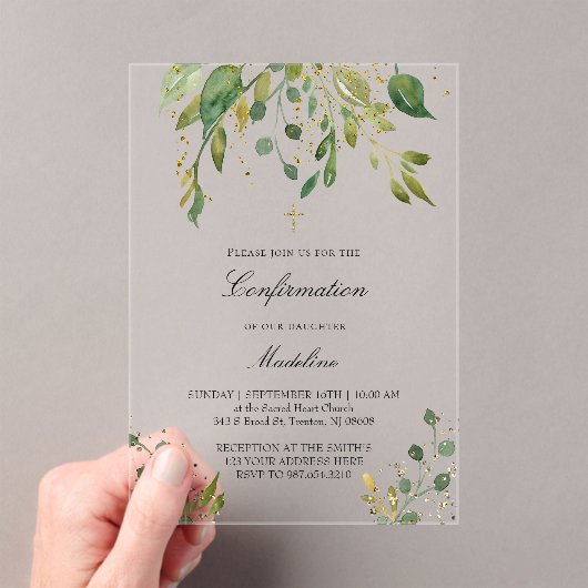 Invitations En Acrylique design verdoyant | Confirmations (In situ (ordinateur de poche))