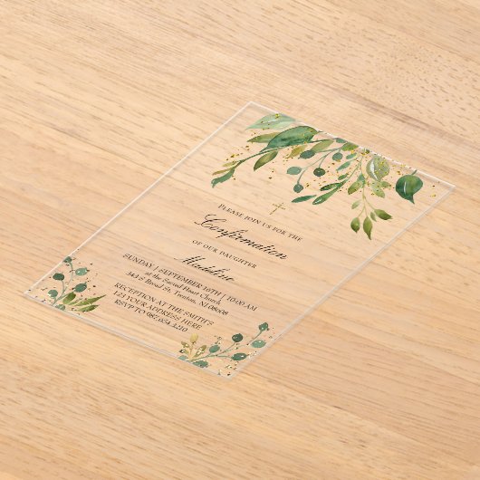 Invitations En Acrylique design verdoyant | Confirmations (Poser)