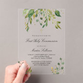 Invitations En Acrylique design verdoyant | Première communion (In situ (ordinateur de poche))