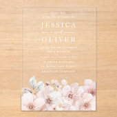 Invitations En Acrylique Designer Blush Floral All Seasons Mariage (Recto)