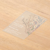Invitations En Acrylique dessin de fleurs sauvages Première Sainte Communio (Poser)