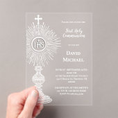 Invitations En Acrylique dessin de monstrance blanche | Première communion (In situ (ordinateur de poche))
