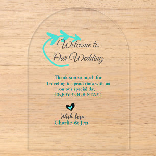 Invitations En Acrylique destination de mariage célébration bienvenue voyag