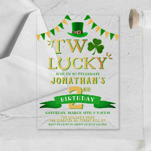 Invitations En Acrylique Deux ans de chance pour un 2e anniversaire
