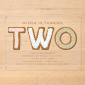 Invitations En Acrylique DEUX douces 2e anniversaire (Recto)