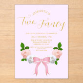 Invitations En Acrylique Deux Fancy Bow Floral Anniversaire (Recto)