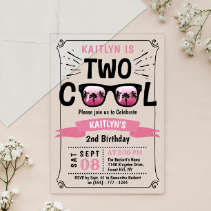 Invitations En Acrylique Deux Filles Cool 2ème Anniversaire