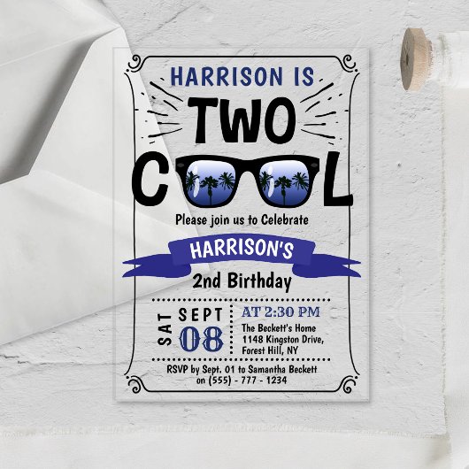Invitations En Acrylique Deux garçons Cool 2e anniversaire