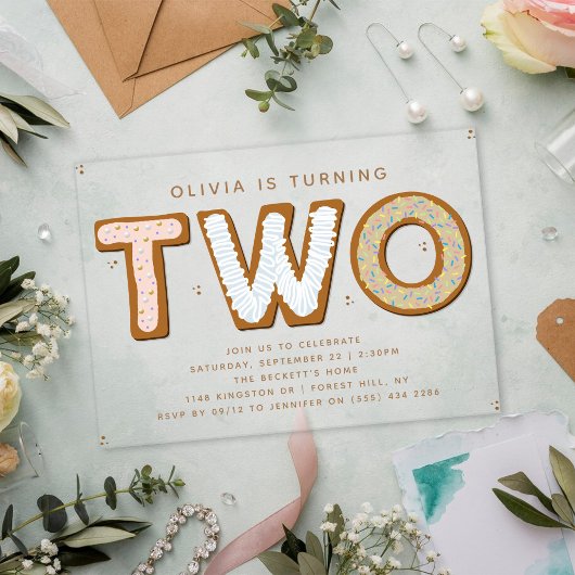Invitations En Acrylique DEUX Joyeux 2e Anniversaire