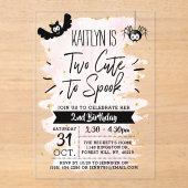 Invitations En Acrylique Deux Mignonnes Filles À Parler Halloween 2e Annive (Recto)