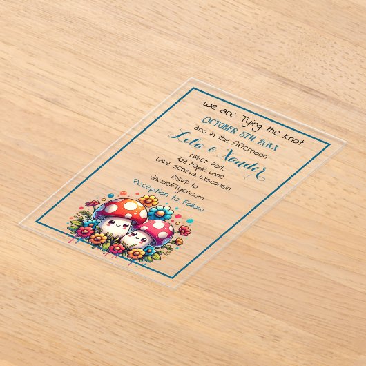 Invitations En Acrylique Deux mignons Champignons Mariage Whimsical (Poser)