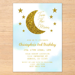 Invitations En Acrylique Deux pour la Lune 2e Anniversaire