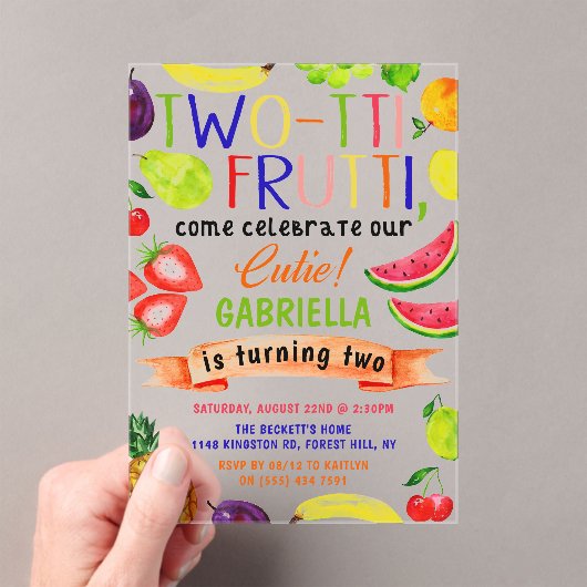 Invitations En Acrylique Deux tti Frutti 2e anniversaire (In situ (ordinateur de poche))