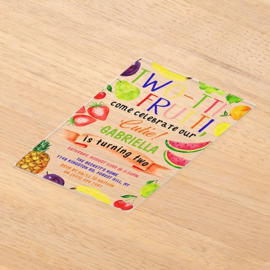 Invitations En Acrylique Deux tti Frutti 2e anniversaire (Poser)