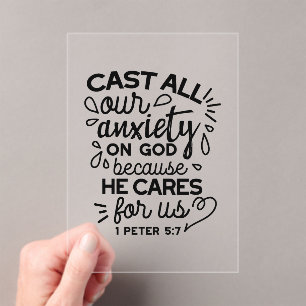 Invitations En Acrylique Déversez toute votre anxiété – 1 Pierre 5:7 Verset