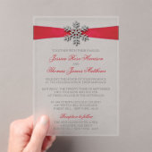 Invitations En Acrylique Diamante Flocon de neige et Ruban rouge Mariage d' (In situ (ordinateur de poche))