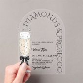 Invitations En Acrylique Diamants & Prosecco Elegant Bow Fête des mariées (In situ (ordinateur de poche))