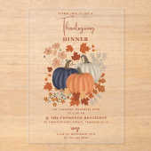 Invitations En Acrylique Dîner d'action de grâces Russe Citrouille (Recto)