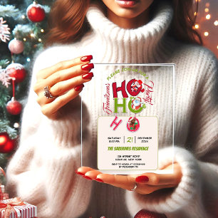 Invitations En Acrylique Dîner de fête de Noël rétro drôle HO HO HO 