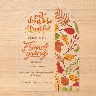 Invitations En Acrylique Dîner de Friendsgiving de Thanksgiving Orange Fun