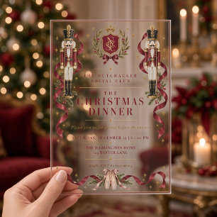 Invitations En Acrylique Dîner de Noël Casse-Noisette Vintage