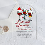 Invitations En Acrylique Dîner de Noël Cocktails Vins Lunettes<br><div class="desc">Soirée de Noël Diner Boissons Cocktails Vins Verres Noël Fête Acrylique Invitations comprend des verres à vin festifs avec cloches, lumières de Noël et chapeau de Père Noël. Ci-dessous, modifiez les détails pour refléter vos informations d'invitation de fête de Noël sur un arrière - plan opaque. Créé par Evco Holidays...</div>