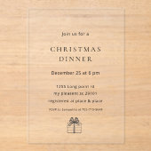 Invitations En Acrylique Dîner de Noël Minimal Moderne (Recto)