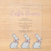 Invitations En Acrylique Dîner de Pâques Boulet Rose (Recto)