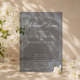 Invitations En Acrylique Dîner de répétition de calligraphie Navy Ivoire Cl