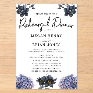 Invitations En Acrylique Dîner de répétition de mariage classique à la rose