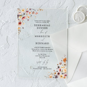 Invitations En Acrylique Dîner de répétition de mariage floral coloré