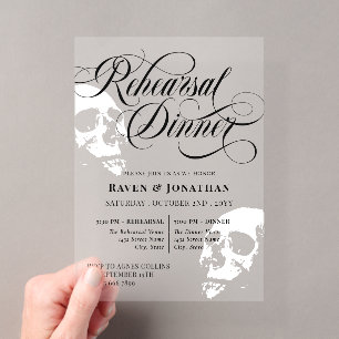 Invitations En Acrylique Dîner de répétition de mariage gothique Crânes Bla