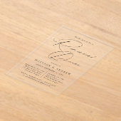 Invitations En Acrylique Dîner de répétition de script noir moderne (Poser)