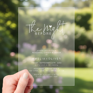Invitations En Acrylique Dîner de Répétition de Typographie de Script Moder