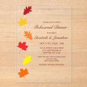Invitations En Acrylique Dîner de répétition des feuilles d'automne (Recto)
