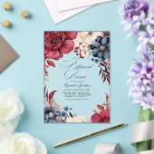 Invitations En Acrylique Dîner de répétition florale Boho Burgundy et Navy (Insitu (Mariage))