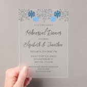 Invitations En Acrylique Dîner de répétition hivernal Silver Blue Snowflake (In situ (ordinateur de poche))