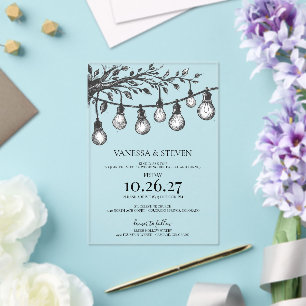 Invitations En Acrylique Dîner de répétition Lumières de fête