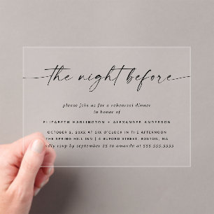 Invitations En Acrylique Dîner de répétition minimaliste   Moderne transpar