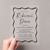 Invitations En Acrylique Dîner de répétition moderne Black Wavy Frame (In situ (ordinateur de poche))