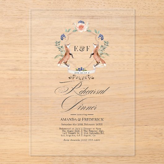 Invitations En Acrylique Dîner de répétition Whimsical Transparent (Recto)