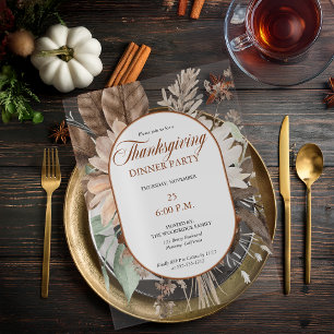 Invitations En Acrylique Dîner de Thanksgiving aux tons feutrés Floral Rust