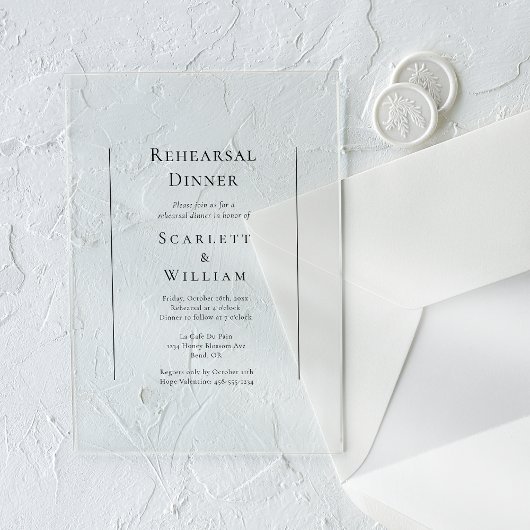 Invitations En Acrylique Dîner simple traditionnel Mariage